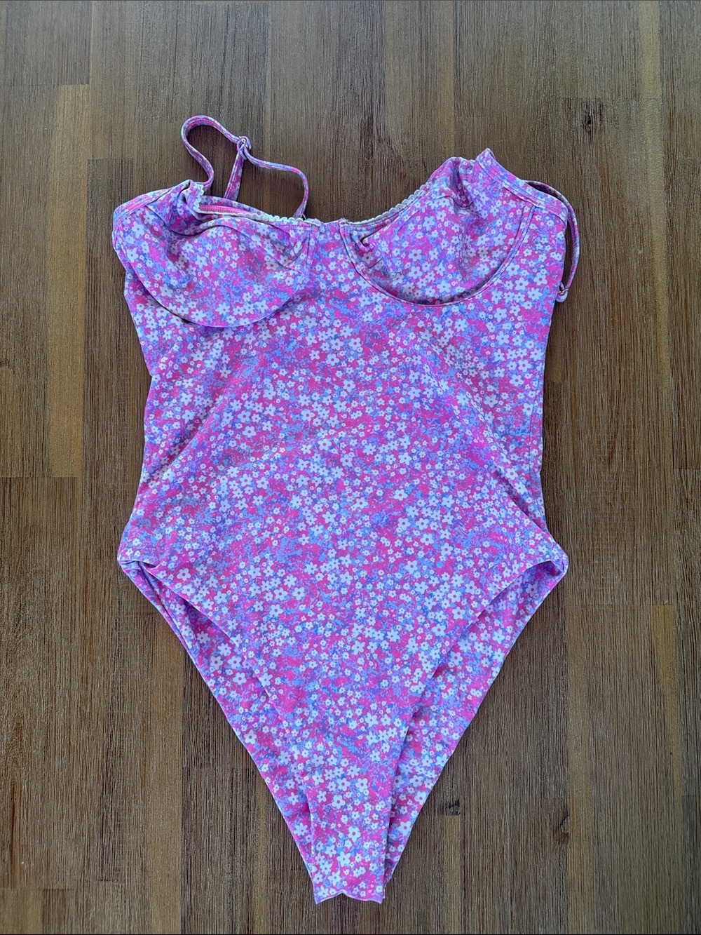 Kulani Kinis Pink Floral One-Piece Swimsuit with Adjustable Straps